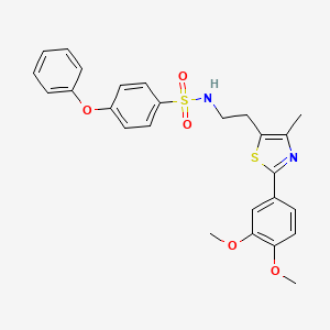 molecular formula C26H26N2O5S2 B3291708 N-{2-[2-(3,4-dimethoxyphenyl)-4-methyl-1,3-thiazol-5-yl]ethyl}-4-phenoxybenzene-1-sulfonamide CAS No. 873010-63-0