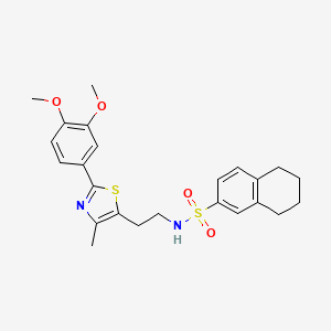molecular formula C24H28N2O4S2 B3291714 N-{2-[2-(3,4-dimethoxyphenyl)-4-methyl-1,3-thiazol-5-yl]ethyl}-5,6,7,8-tetrahydronaphthalene-2-sulfonamide CAS No. 873010-65-2
