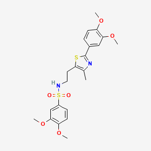 molecular formula C22H26N2O6S2 B3291721 N-{2-[2-(3,4-dimethoxyphenyl)-4-methyl-1,3-thiazol-5-yl]ethyl}-3,4-dimethoxybenzene-1-sulfonamide CAS No. 873010-66-3