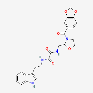 molecular formula C24H24N4O6 B3291959 N'-{[3-(2H-1,3-benzodioxole-5-carbonyl)-1,3-oxazolidin-2-yl]methyl}-N-[2-(1H-indol-3-yl)ethyl]ethanediamide CAS No. 874805-64-8