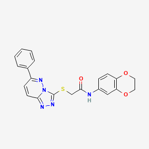 molecular formula C21H17N5O3S B3292218 N-(2,3-dihydro-1,4-benzodioxin-6-yl)-2-({6-phenyl-[1,2,4]triazolo[4,3-b]pyridazin-3-yl}sulfanyl)acetamide CAS No. 877633-93-7