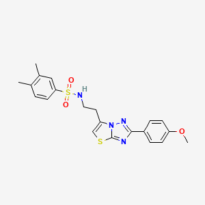 molecular formula C21H22N4O3S2 B3292238 N-{2-[2-(4-methoxyphenyl)-[1,2,4]triazolo[3,2-b][1,3]thiazol-6-yl]ethyl}-3,4-dimethylbenzene-1-sulfonamide CAS No. 877642-00-7