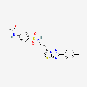 molecular formula C21H21N5O3S2 B3292243 N-[4-({2-[2-(4-methylphenyl)-[1,2,4]triazolo[3,2-b][1,3]thiazol-6-yl]ethyl}sulfamoyl)phenyl]acetamide CAS No. 877642-36-9