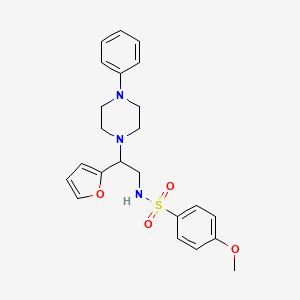 molecular formula C23H27N3O4S B3292268 N-[2-(furan-2-yl)-2-(4-phenylpiperazin-1-yl)ethyl]-4-methoxybenzene-1-sulfonamide CAS No. 877648-20-9