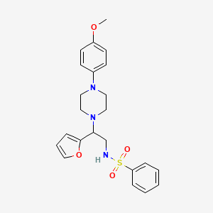molecular formula C23H27N3O4S B3292274 N-[2-(furan-2-yl)-2-[4-(4-methoxyphenyl)piperazin-1-yl]ethyl]benzenesulfonamide CAS No. 877649-01-9