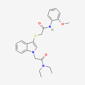 molecular formula C23H27N3O3S B3292297 N,N-diethyl-2-[3-({[(2-methoxyphenyl)carbamoyl]methyl}sulfanyl)-1H-indol-1-yl]acetamide CAS No. 877658-03-2