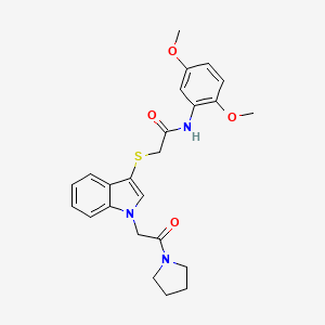 molecular formula C24H27N3O4S B3292312 N-(2,5-dimethoxyphenyl)-2-({1-[2-oxo-2-(pyrrolidin-1-yl)ethyl]-1H-indol-3-yl}sulfanyl)acetamide CAS No. 877658-90-7