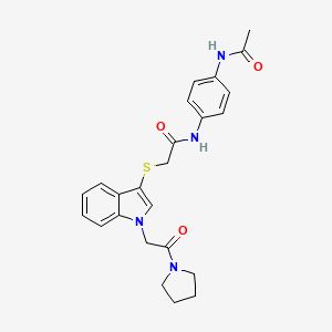 molecular formula C24H26N4O3S B3292319 N-(4-acetamidophenyl)-2-({1-[2-oxo-2-(pyrrolidin-1-yl)ethyl]-1H-indol-3-yl}sulfanyl)acetamide CAS No. 877659-04-6