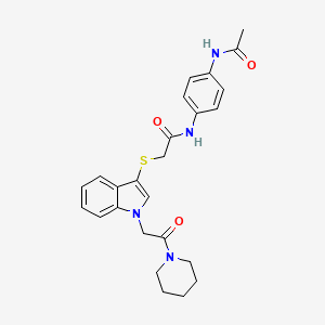 molecular formula C25H28N4O3S B3292401 N-(4-acetamidophenyl)-2-({1-[2-oxo-2-(piperidin-1-yl)ethyl]-1H-indol-3-yl}sulfanyl)acetamide CAS No. 878053-22-6