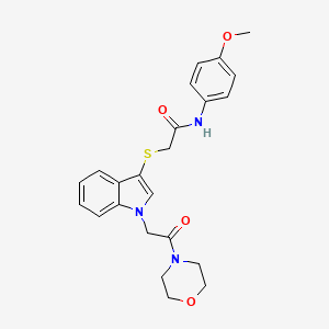 molecular formula C23H25N3O4S B3292402 N-(4-methoxyphenyl)-2-({1-[2-(morpholin-4-yl)-2-oxoethyl]-1H-indol-3-yl}sulfanyl)acetamide CAS No. 878053-37-3