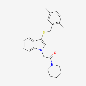 molecular formula C24H28N2OS B3292410 2-(3-{[(2,5-dimethylphenyl)methyl]sulfanyl}-1H-indol-1-yl)-1-(piperidin-1-yl)ethan-1-one CAS No. 878053-73-7