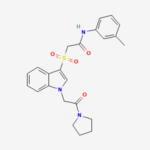 molecular formula C23H25N3O4S B3292433 N-(3-methylphenyl)-2-({1-[2-oxo-2-(pyrrolidin-1-yl)ethyl]-1H-indol-3-yl}sulfonyl)acetamide CAS No. 878055-90-4