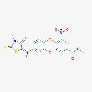 molecular formula C20H16N2O7S2 B329244 METHYL 4-(2-METHOXY-4-{[(5E)-3-METHYL-4-OXO-2-SULFANYLIDENE-1,3-THIAZOLIDIN-5-YLIDENE]METHYL}PHENOXY)-3-NITROBENZOATE 