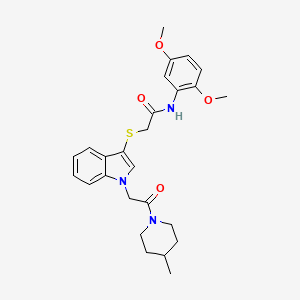 molecular formula C26H31N3O4S B3292443 N-(2,5-dimethoxyphenyl)-2-({1-[2-(4-methylpiperidin-1-yl)-2-oxoethyl]-1H-indol-3-yl}sulfanyl)acetamide CAS No. 878056-48-5