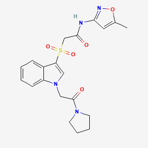 molecular formula C20H22N4O5S B3292463 N-(5-methyl-1,2-oxazol-3-yl)-2-({1-[2-oxo-2-(pyrrolidin-1-yl)ethyl]-1H-indol-3-yl}sulfonyl)acetamide CAS No. 878057-43-3
