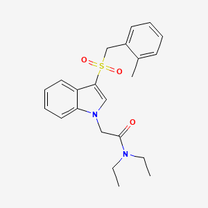 molecular formula C22H26N2O3S B3292471 N,N-diethyl-2-{3-[(2-methylphenyl)methanesulfonyl]-1H-indol-1-yl}acetamide CAS No. 878057-56-8