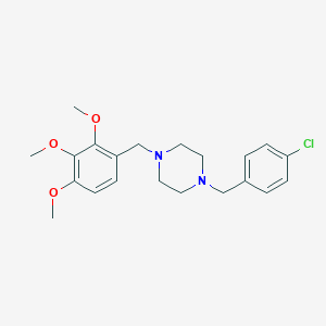 molecular formula C21H27ClN2O3 B329269 1-[(4-Chlorophenyl)methyl]-4-[(2,3,4-trimethoxyphenyl)methyl]piperazine 