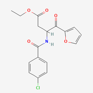 molecular formula C17H16ClNO5 B3293034 3-(4-氯苯甲酰氨基)-4-(2-呋喃基)-4-氧代丁酸乙酯 CAS No. 88352-43-6