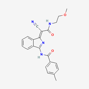molecular formula C22H20N4O3 B3293189 N-[(1Z)-1-{cyano[(2-methoxyethyl)carbamoyl]methylidene}-1H-isoindol-3-yl]-4-methylbenzamide CAS No. 885183-18-6