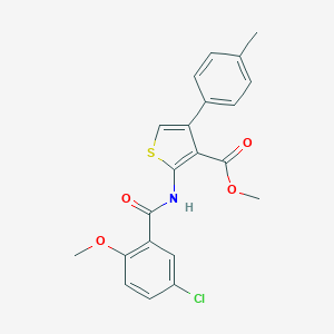 molecular formula C21H18ClNO4S B329350 Methyl 2-[(5-chloro-2-methoxybenzoyl)amino]-4-(4-methylphenyl)-3-thiophenecarboxylate 