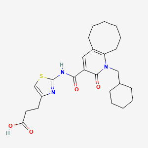 B3293513 4-Thiazolepropanoic acid, 2-[[[1-(cyclohexylmethyl)-1,2,5,6,7,8,9,10-octahydro-2-oxocycloocta[b]pyridin-3-yl]carbonyl]amino]- CAS No. 885490-15-3