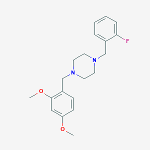 molecular formula C20H25FN2O2 B329374 1-[(2,4-Dimethoxyphenyl)methyl]-4-[(2-fluorophenyl)methyl]piperazine 