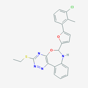 molecular formula C23H19ClN4O2S B329392 6-[5-(3-Chloro-2-methylphenyl)-2-furyl]-3-(ethylsulfanyl)-6,7-dihydro[1,2,4]triazino[5,6-d][3,1]benzoxazepine 