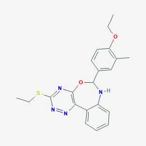 molecular formula C21H22N4O2S B329405 6-(4-Ethoxy-3-methylphenyl)-3-(ethylsulfanyl)-6,7-dihydro[1,2,4]triazino[5,6-d][3,1]benzoxazepine 