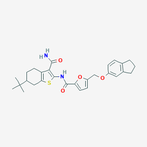 molecular formula C28H32N2O4S B329409 N-(6-tert-butyl-3-carbamoyl-4,5,6,7-tetrahydro-1-benzothiophen-2-yl)-5-[(2,3-dihydro-1H-inden-5-yloxy)methyl]furan-2-carboxamide 