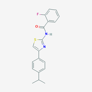 molecular formula C19H17FN2OS B329416 2-fluoro-N-[4-(4-isopropylphenyl)-1,3-thiazol-2-yl]benzamide 