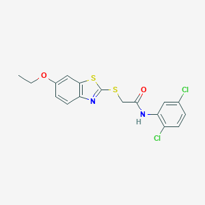 molecular formula C17H14Cl2N2O2S2 B329418 N-(2,5-dichlorophenyl)-2-[(6-ethoxy-1,3-benzothiazol-2-yl)sulfanyl]acetamide 