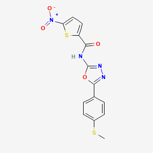 molecular formula C14H10N4O4S2 B3294335 N-{5-[4-(methylsulfanyl)phenyl]-1,3,4-oxadiazol-2-yl}-5-nitrothiophene-2-carboxamide CAS No. 886917-34-6