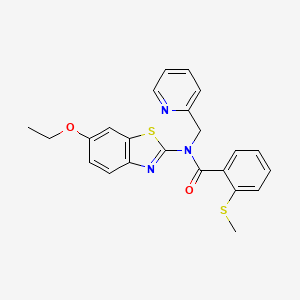 molecular formula C23H21N3O2S2 B3294363 N-(6-ethoxy-1,3-benzothiazol-2-yl)-2-(methylsulfanyl)-N-[(pyridin-2-yl)methyl]benzamide CAS No. 886936-55-6