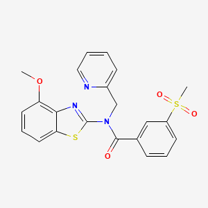 molecular formula C22H19N3O4S2 B3294374 3-methanesulfonyl-N-(4-methoxy-1,3-benzothiazol-2-yl)-N-[(pyridin-2-yl)methyl]benzamide CAS No. 886941-36-2