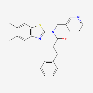 molecular formula C24H23N3OS B3294381 N-(5,6-dimethyl-1,3-benzothiazol-2-yl)-3-phenyl-N-[(pyridin-3-yl)methyl]propanamide CAS No. 886946-75-4