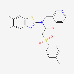 molecular formula C24H23N3O3S2 B3294391 N-(5,6-dimethyl-1,3-benzothiazol-2-yl)-2-(4-methylbenzenesulfonyl)-N-[(pyridin-3-yl)methyl]acetamide CAS No. 886947-46-2