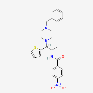 molecular formula C25H28N4O3S B3294444 N-(1-(4-benzylpiperazin-1-yl)-1-(thiophen-2-yl)propan-2-yl)-4-nitrobenzamide CAS No. 887205-89-2