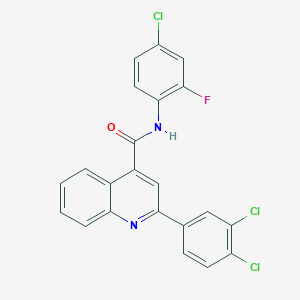 molecular formula C22H12Cl3FN2O B329449 N-(4-chloro-2-fluorophenyl)-2-(3,4-dichlorophenyl)quinoline-4-carboxamide 
