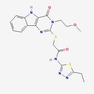 molecular formula C19H20N6O3S2 B3294503 N-(5-ethyl-1,3,4-thiadiazol-2-yl)-2-{[3-(2-methoxyethyl)-4-oxo-3H,4H,5H-pyrimido[5,4-b]indol-2-yl]sulfanyl}acetamide CAS No. 887217-02-9