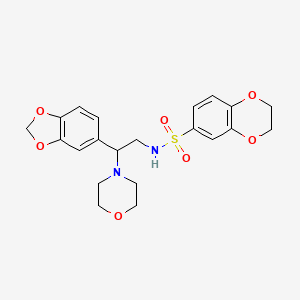 molecular formula C21H24N2O7S B3294518 N-[2-(2H-1,3-benzodioxol-5-yl)-2-(morpholin-4-yl)ethyl]-2,3-dihydro-1,4-benzodioxine-6-sulfonamide CAS No. 887219-29-6