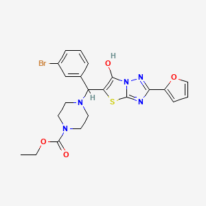 Ethyl 4-((3-bromophenyl)(2-(furan-2-yl)-6-hydroxythiazolo[3,2-b][1,2,4]triazol-5-yl)methyl)piperazine-1-carboxylate