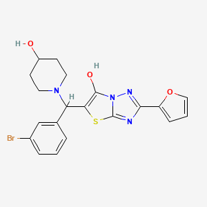 5-((3-Bromophenyl)(4-hydroxypiperidin-1-yl)methyl)-2-(furan-2-yl)thiazolo[3,2-b][1,2,4]triazol-6-ol