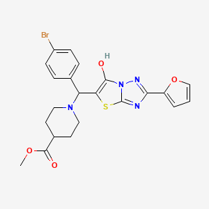 molecular formula C22H21BrN4O4S B3294564 methyl 1-[(4-bromophenyl)[2-(furan-2-yl)-6-hydroxy-[1,2,4]triazolo[3,2-b][1,3]thiazol-5-yl]methyl]piperidine-4-carboxylate CAS No. 887221-31-0