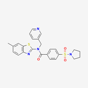 molecular formula C25H24N4O3S2 B3294649 N-(6-methyl-1,3-benzothiazol-2-yl)-N-[(pyridin-3-yl)methyl]-4-(pyrrolidine-1-sulfonyl)benzamide CAS No. 887459-12-3