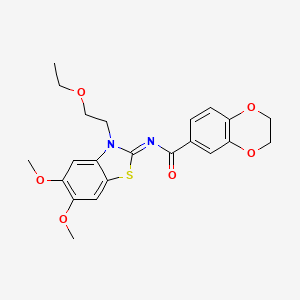 molecular formula C22H24N2O6S B3294654 N-[(2Z)-3-(2-ethoxyethyl)-5,6-dimethoxy-2,3-dihydro-1,3-benzothiazol-2-ylidene]-2,3-dihydro-1,4-benzodioxine-6-carboxamide CAS No. 887461-40-7