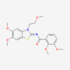 molecular formula C21H24N2O6S B3294656 N-[(2Z)-5,6-dimethoxy-3-(2-methoxyethyl)-2,3-dihydro-1,3-benzothiazol-2-ylidene]-2,3-dimethoxybenzamide CAS No. 887461-44-1