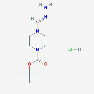 molecular formula C10H21ClN4O2 B3295411 tert-butyl 4-[(E)-hydrazinylidenemethyl]piperazine-1-carboxylate;hydrochloride CAS No. 887623-95-2