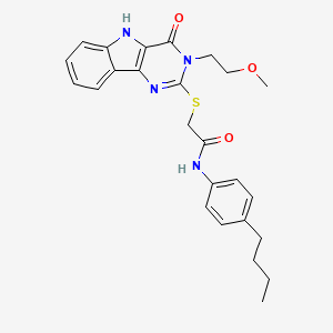 molecular formula C25H28N4O3S B3295566 N-(4-butylphenyl)-2-{[3-(2-methoxyethyl)-4-oxo-3H,4H,5H-pyrimido[5,4-b]indol-2-yl]sulfanyl}acetamide CAS No. 888437-31-8