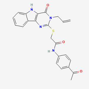 molecular formula C23H20N4O3S B3295622 N-(4-acetylphenyl)-2-{[4-oxo-3-(prop-2-en-1-yl)-3H,4H,5H-pyrimido[5,4-b]indol-2-yl]sulfanyl}acetamide CAS No. 888448-64-4