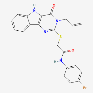 molecular formula C21H17BrN4O2S B3295658 N-(4-bromophenyl)-2-{[4-oxo-3-(prop-2-en-1-yl)-3H,4H,5H-pyrimido[5,4-b]indol-2-yl]sulfanyl}acetamide CAS No. 888452-57-1